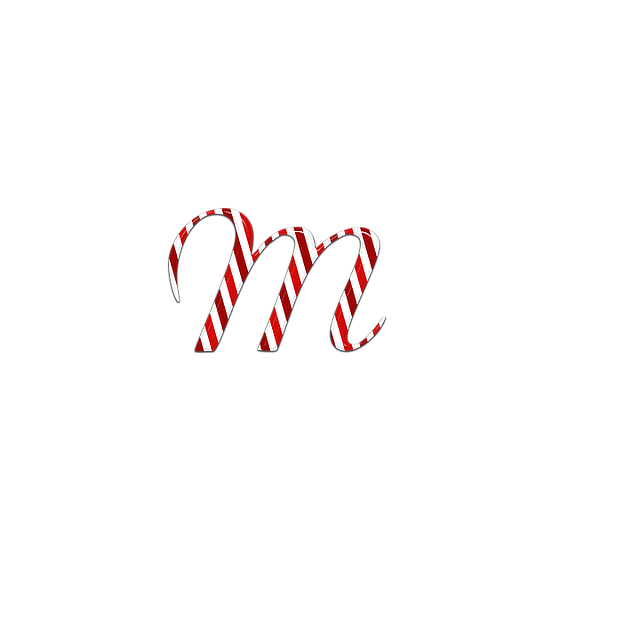 Free candycane letter m illustration