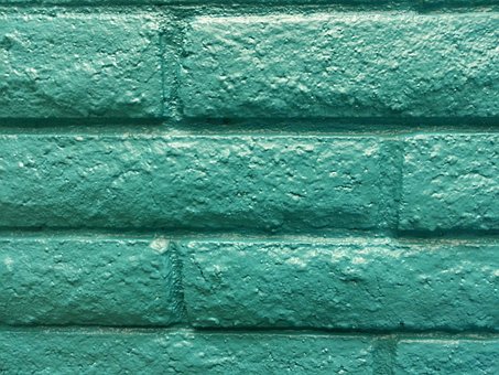 Ziegel, Mauer, Türkis, Block, Gemalt