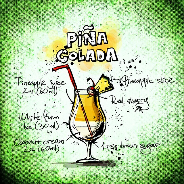 Free pina colada cocktail drink illustration