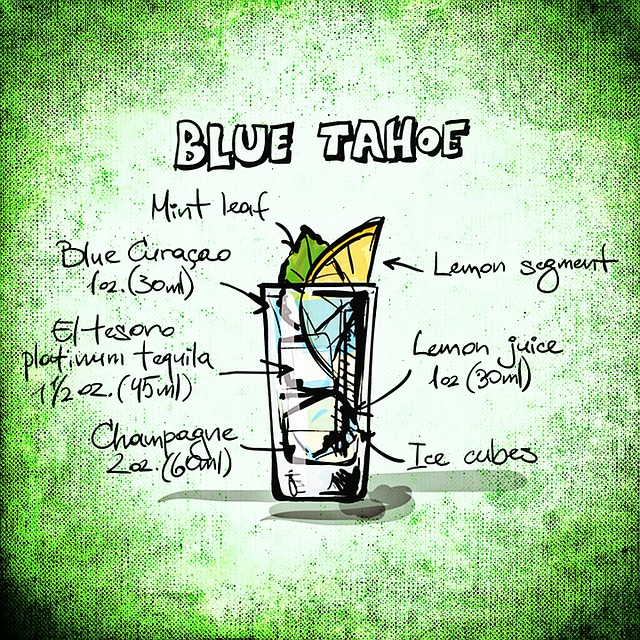 Free blue tahoe cocktail drink illustration