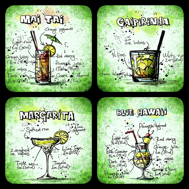 Free cocktails beverages alcohol illustration