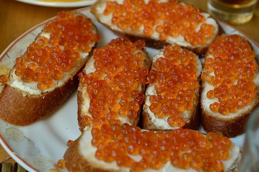 Еда, Бутерброд, Икра, Красная, Лососевая