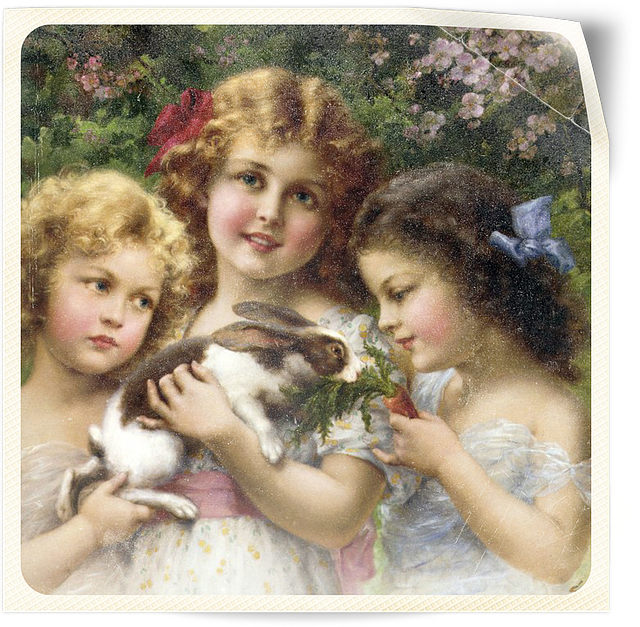 Free vintage little girls illustration