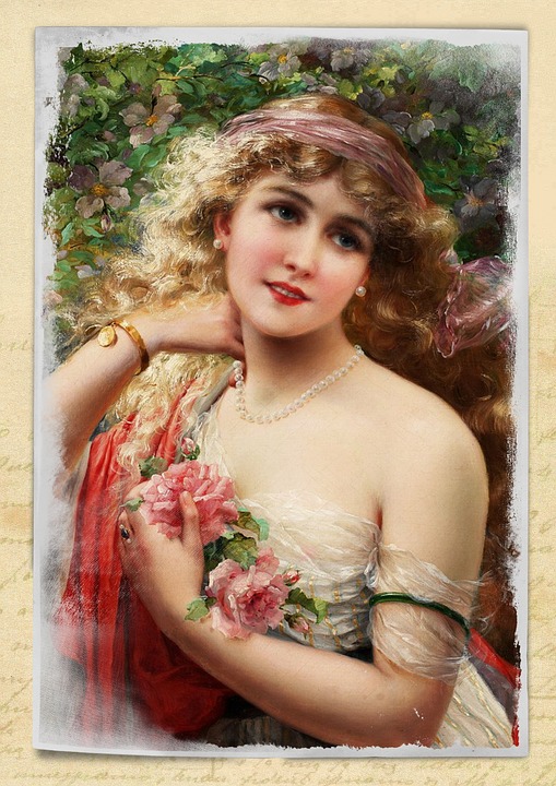 vector vintage graphics Roses Vintage, Free illustration: Woman, Collage, Art,