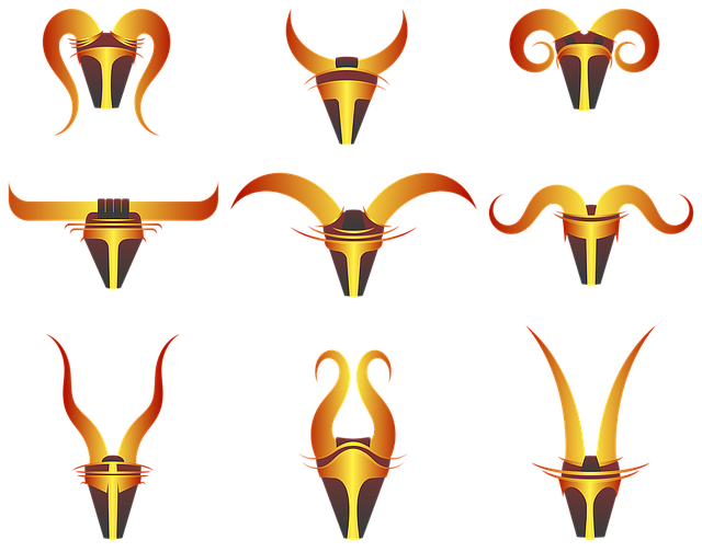 Free horns decorative stylised illustration