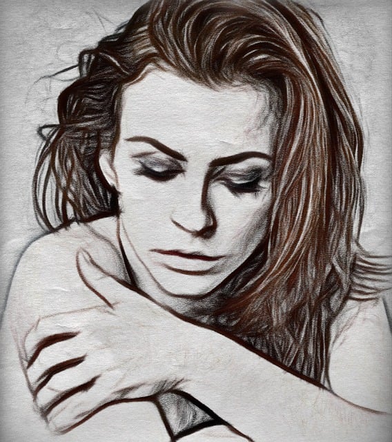Free Woman Charcoal illustration and picture