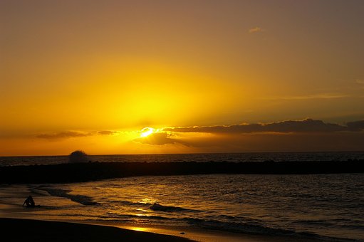 Solnedgang, Beach, Tenerife, Kanariøyene