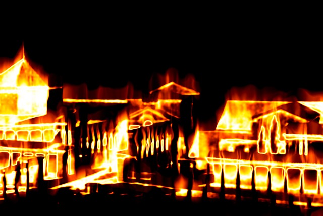 Feuer, Brennen, Stadt, Häuser, Rom