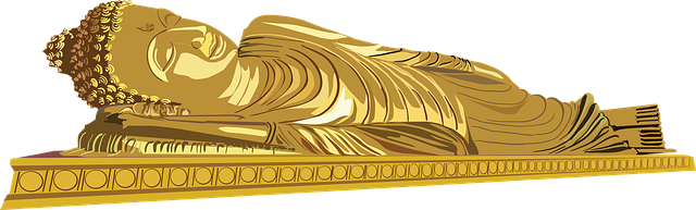 Free reclining monk buddha gold illustration