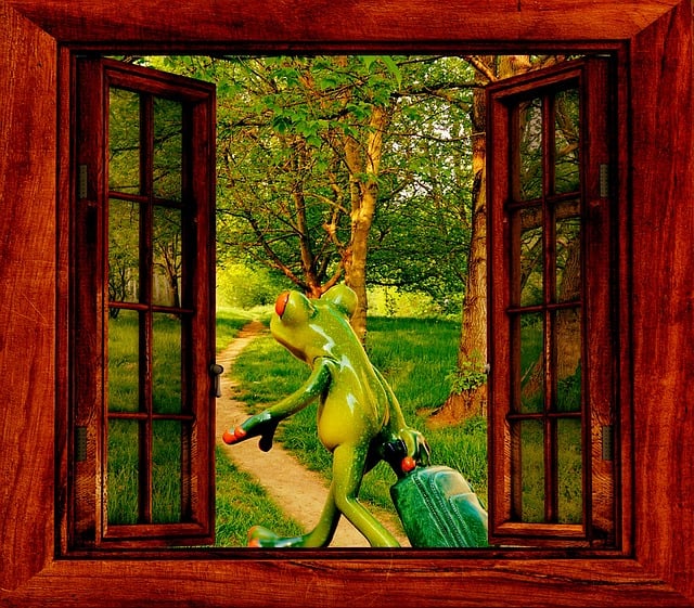 Free frog farewell travel illustration