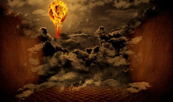 Maan, Wolken, Lucht, Nacht, Muren, Brand
