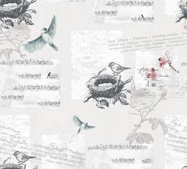 Free bird note flowers illustration