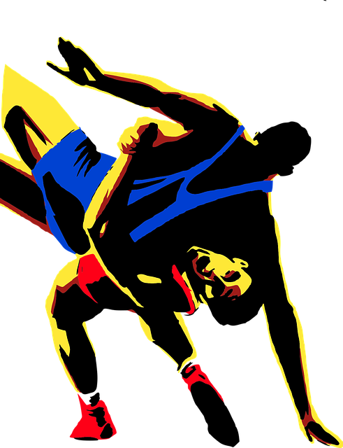 Free wrestling sport men vector