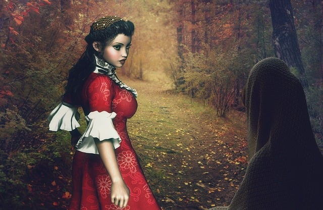 Free woods autumn woman illustration