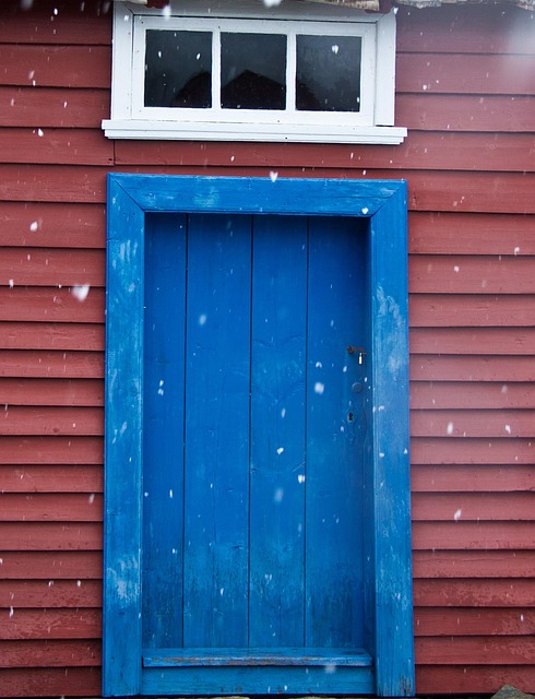 Free Blue Door Red Walls photo and picture