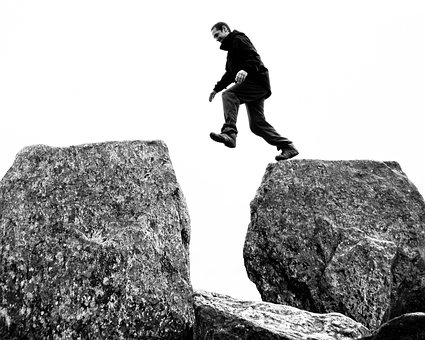 Homem, Pulando, Tryfan, Gales, Rocha