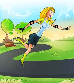 Rollerblades, Sport, Park, Sky, Green