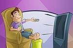 tv, man, sofa