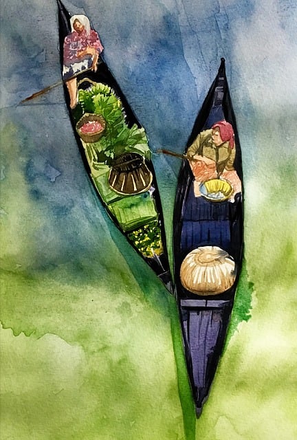 Waterverf, Boot, Schilderen, Rivier