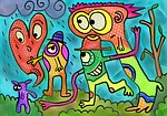 painting, painted, ink