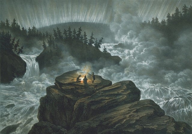 Free waterfall carl svante hallbeck nature illustration