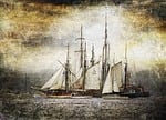 art, parchment, tall ship