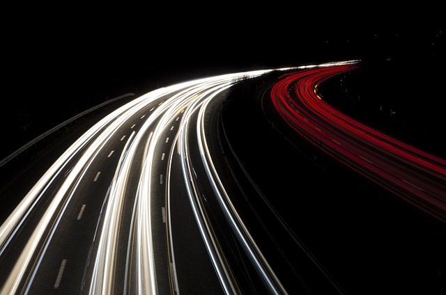 Verkeer, Lange Blootstelling, Nacht, Weg