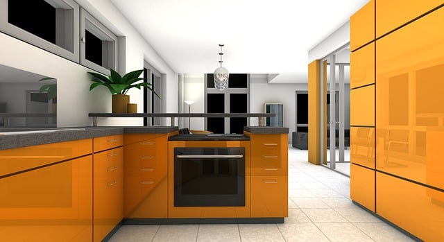 Free kitchen dining room rendering illustration