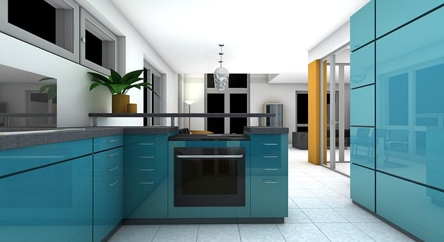Free kitchen dining room rendering illustration