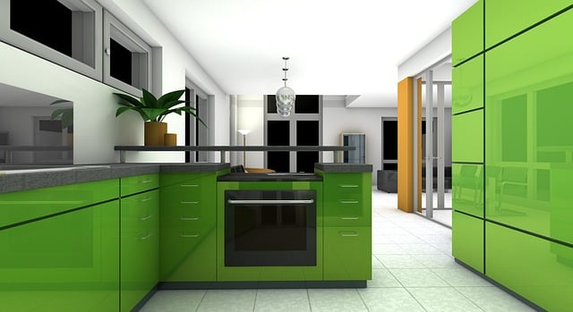 Free kitchen dining room rendering illustration