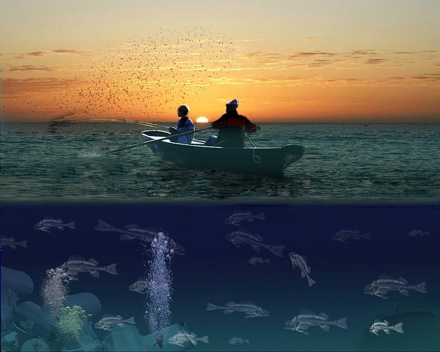 Free fishing fisherman boat illustration