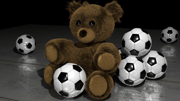 Teddybär, Fußbälle, 3D-Kunst, Mixer, Bär