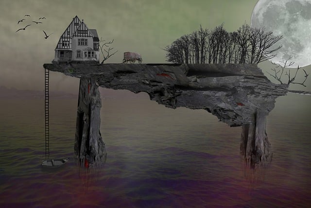 Free island photomontage composing illustration