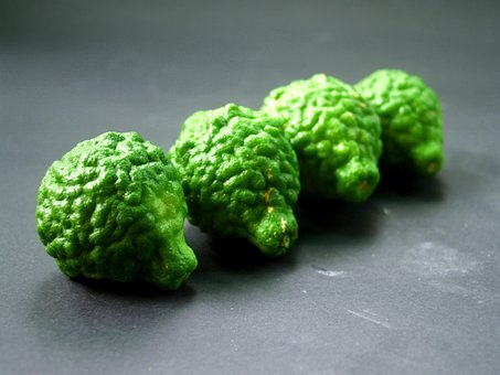 Bergamote, Fruits, Feuilles, Isolé