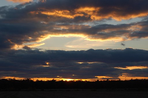 Skyer, Himmel, Horisont, Solnedgang