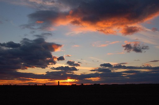 Skyer, Himmel, Horisont, Solnedgang
