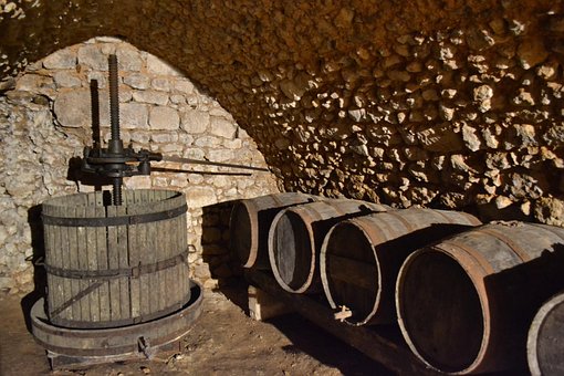 Drücken Sie, Höhle, Fass, Wein