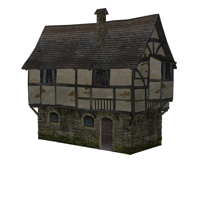 Free half-timbered houses middle ages building illustration