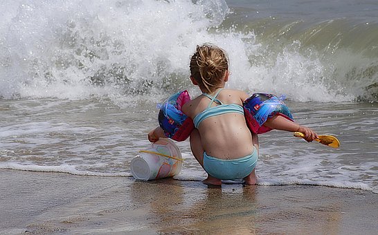 Girl, Play, Beach, Children'S Games