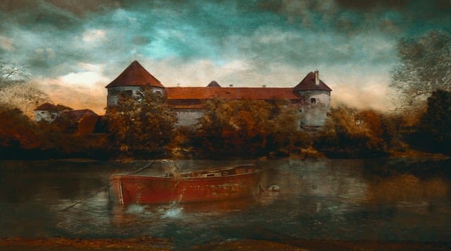 Free old painting castle illustration