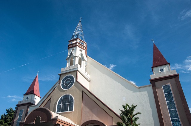indonesia, makassar, church, tower, blue, sky, plant, church tower, makassar, makassar, makassar, makassar, makassar