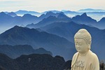 buddha, mountains, blue