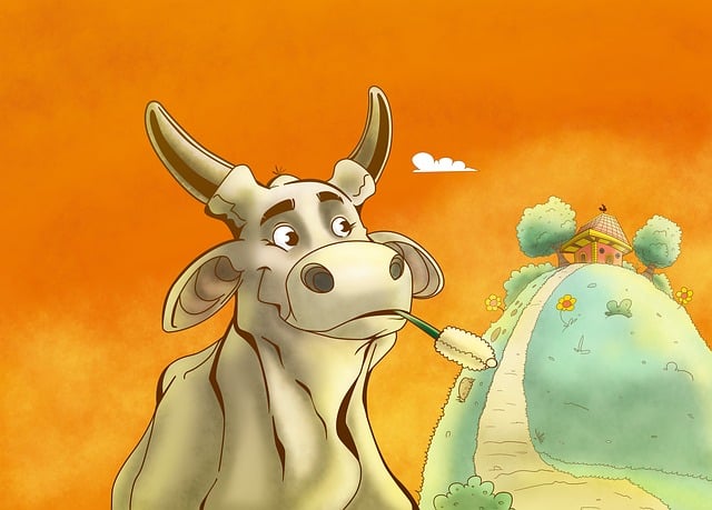 Free cow field green illustration