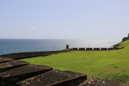 Panorama, Grøn Græsplæne, Hav
