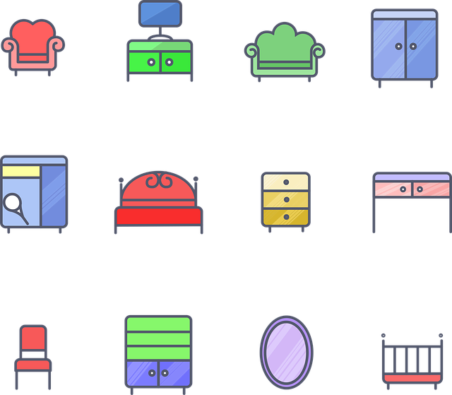 Free sofa mirror baby bed vector
