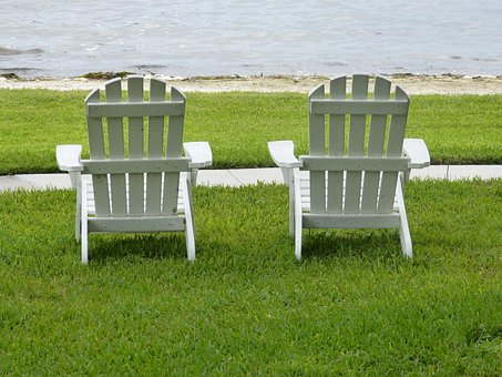 Adirondack-Stühle, See, Entspannend