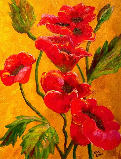 Valmuer, Valmue, Maleri, Rød, Blomst