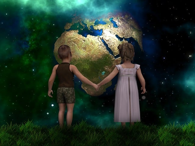 Free children future universe illustration