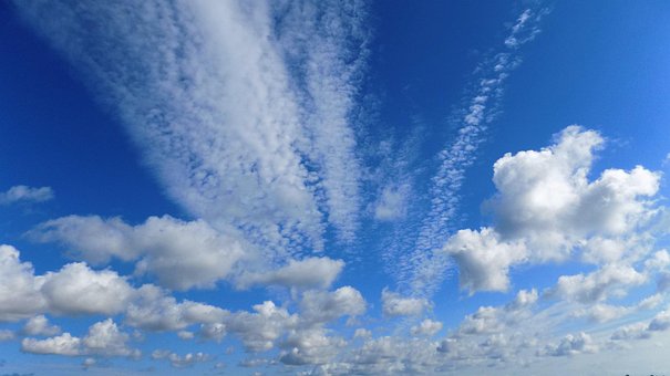 Skyer, Vind, Vejr, Hvid, Blå, Himmel