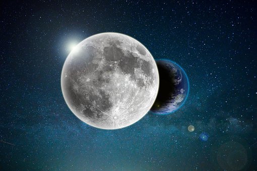 De Ruimte, Nachthemel, Maan, Planeet